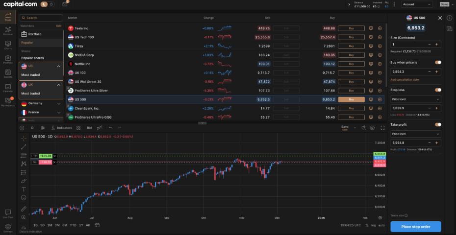 Capital.com trading interface
