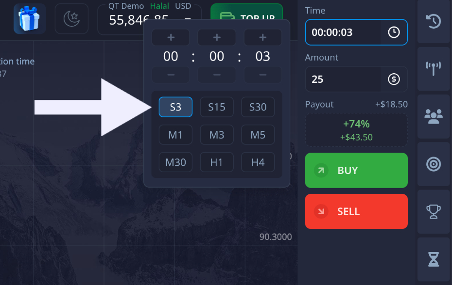 3 second binary contract length on Pocket Option trading software