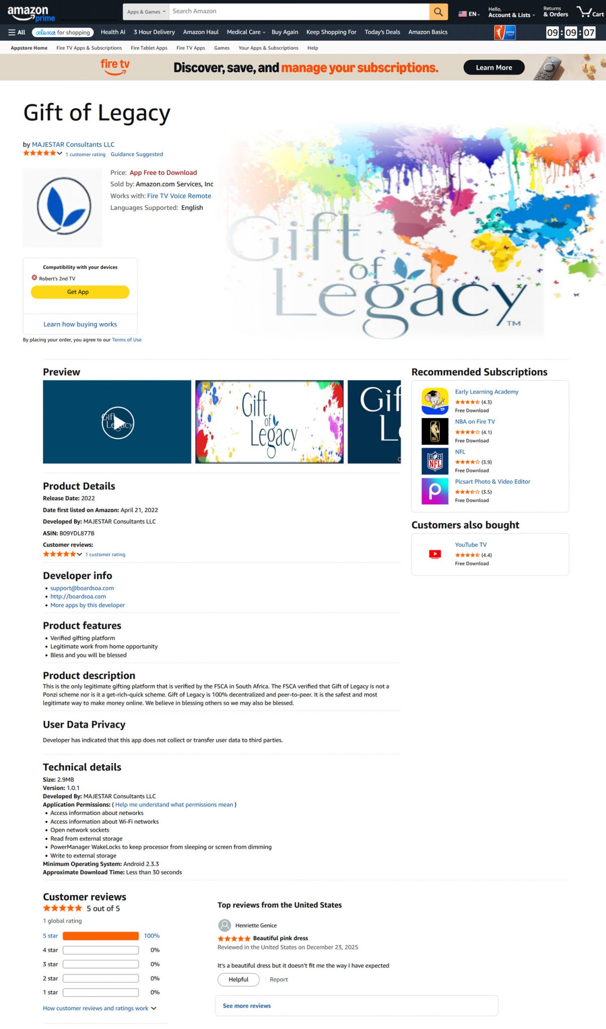gift of legacy false amazon profile page