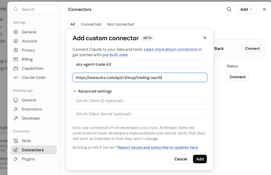 Connecting to Bybit in Claude for AI agent access