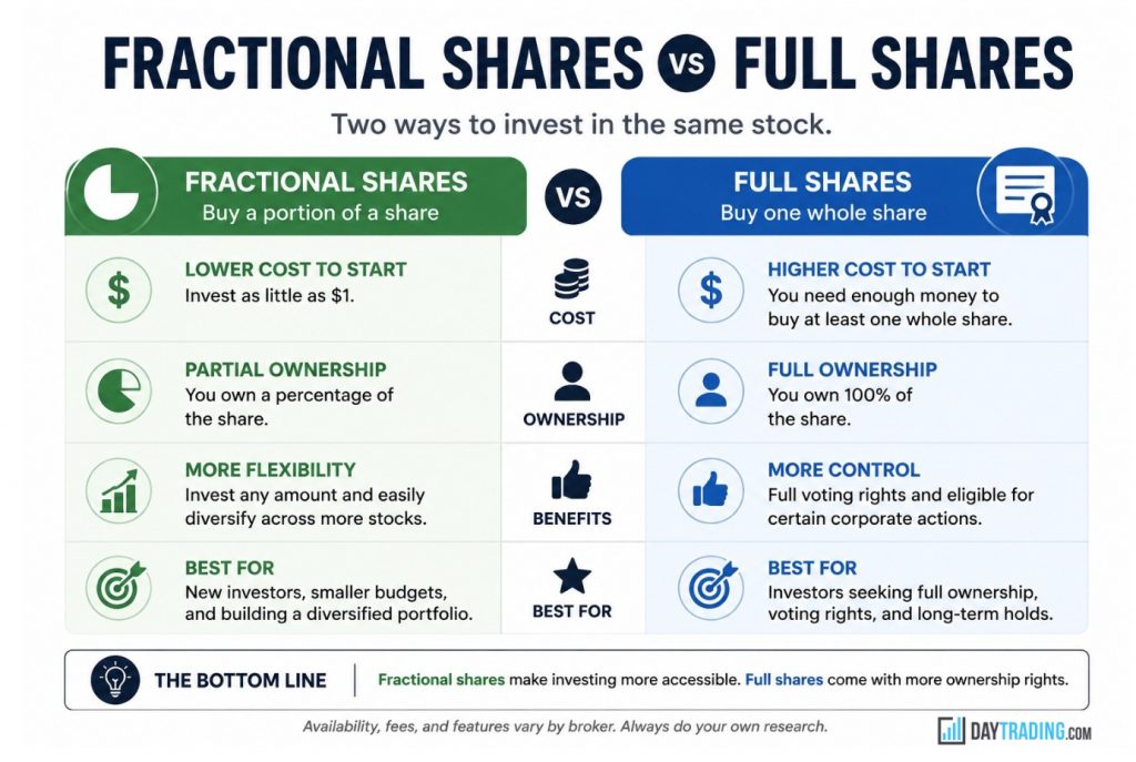 Fractional shares vs full shares diffrences