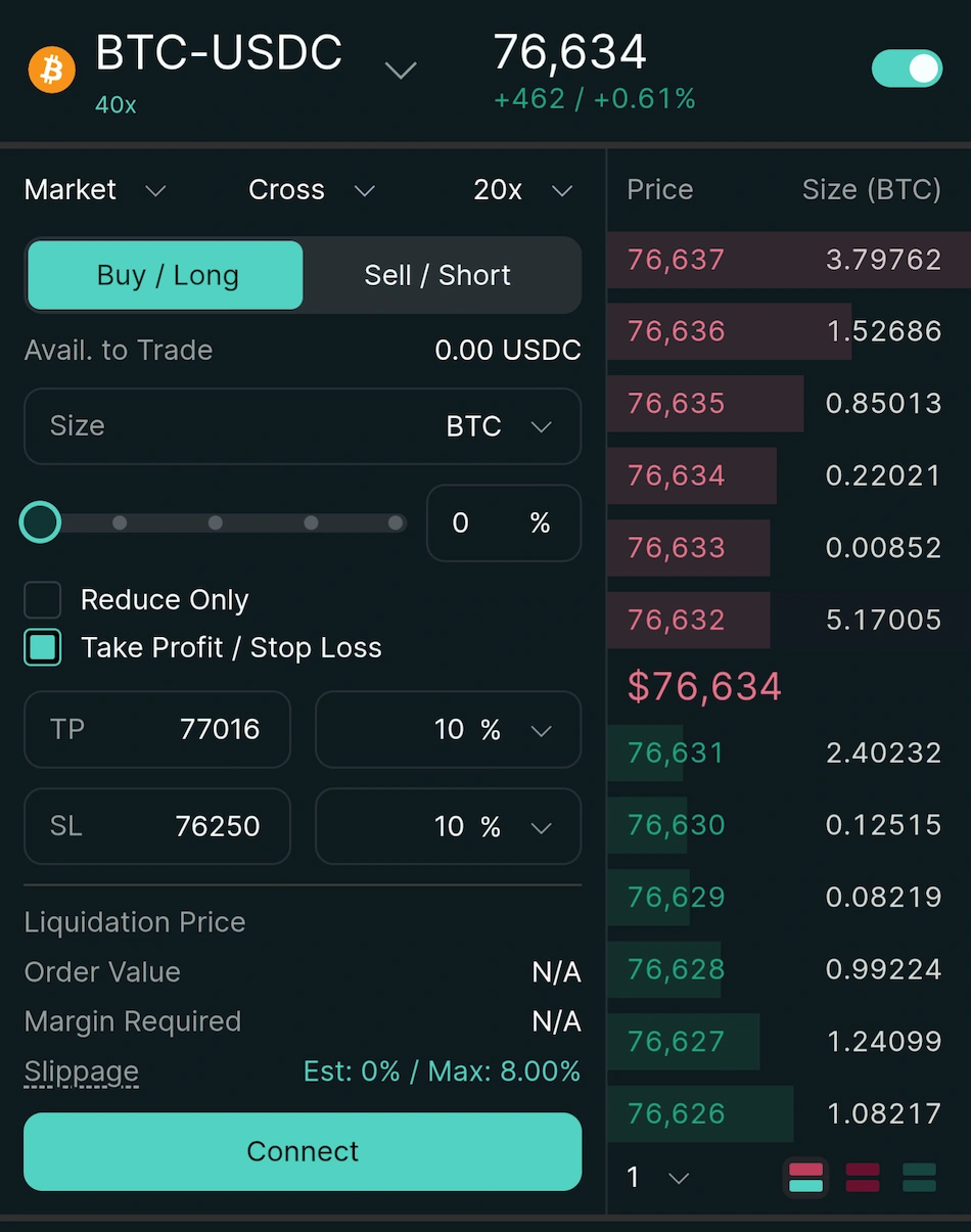 Hyperliquid BTC-USDC trade