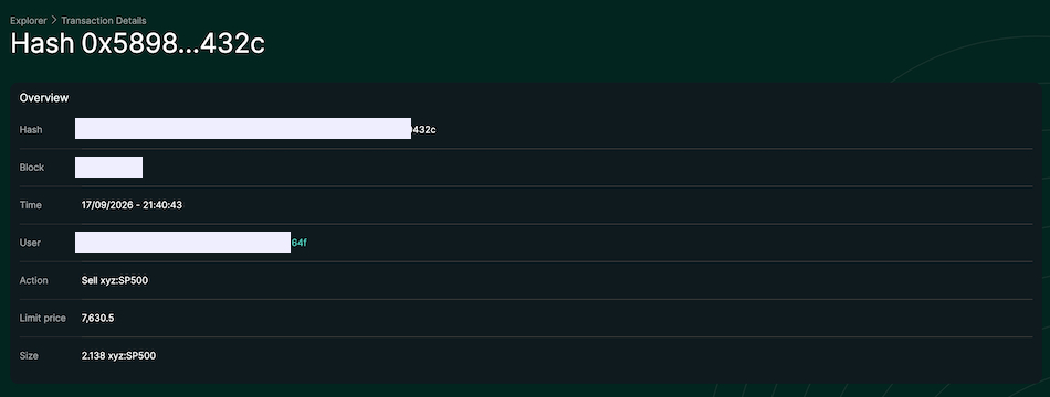 Hyperliquid transaction details