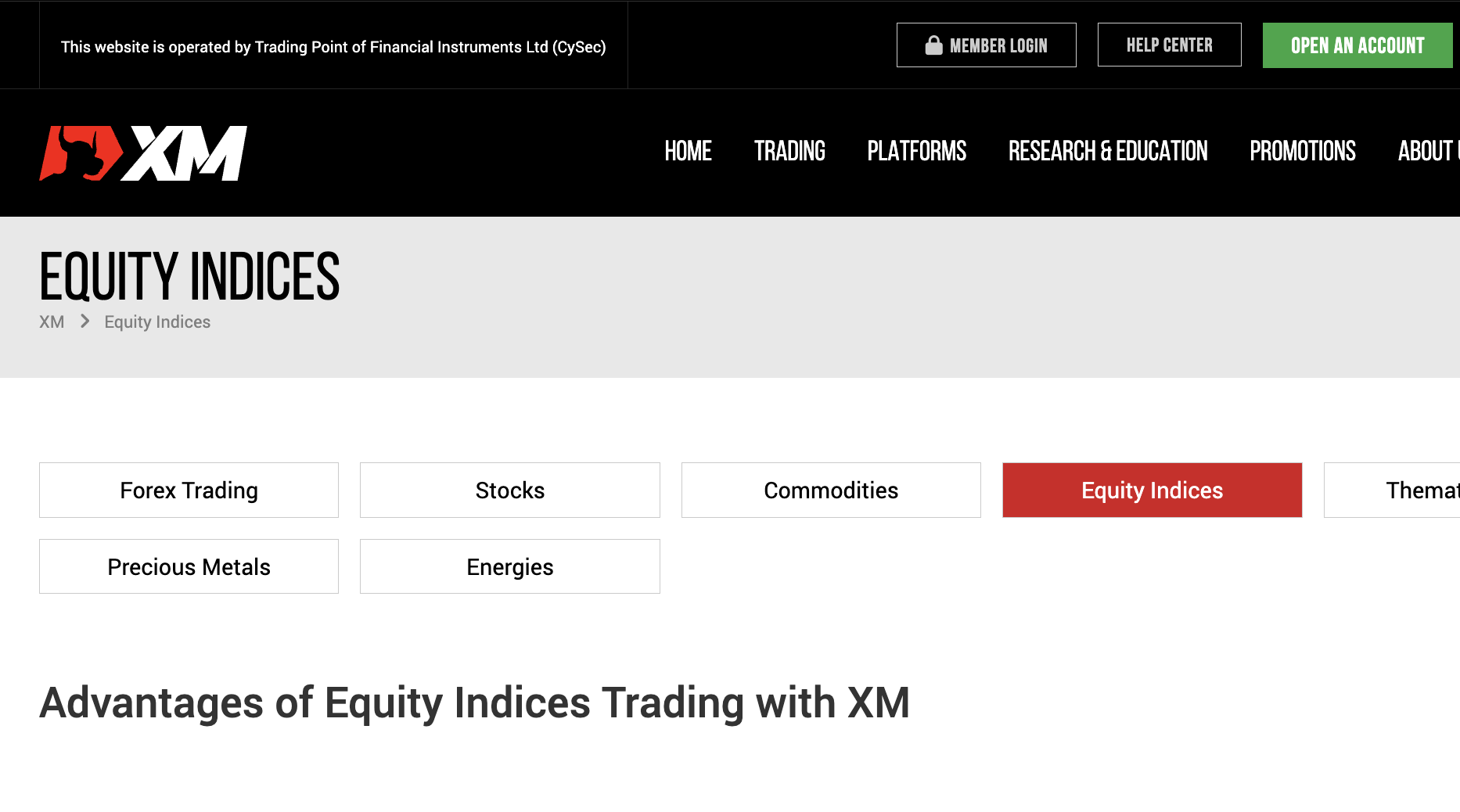 XM website